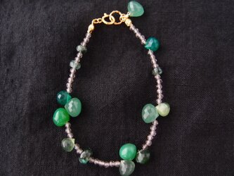 Green × Gray Bracelet【K14gf】グリーン×グレー ブレスレット／Onionの画像