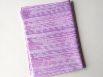 ろうけつ染てぬぐい（蝋しけ引き・紫ピンク系）の画像