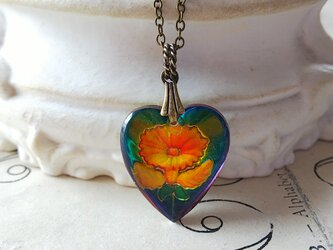 ヴィンテージ　ヴィトレイルflower-Heart（20×18㎜）クラシカルネックレスの画像