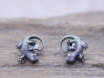 ヤモリのシルバーピアス/阿吽の画像