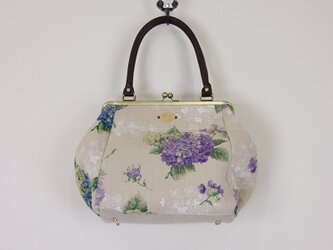 リネン紫陽花がま口BAGの画像