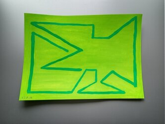 青山密 『voice』水彩 抽象画【真作保証】水彩 厚紙 A4の画像