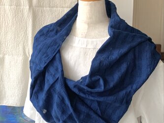 日除け＆冷房対策　藍染Organic Cotton シャドーチェックスヌードの画像