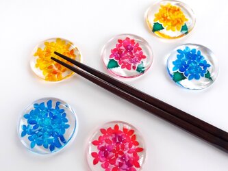 彩り鮮やか　紫陽花の箸置き　＜段彫りタイプ＞の画像