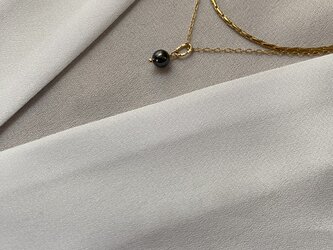 5ｍｍパール　ブラックパール一粒ネックレス Pearls Necklaces　39.5ｃｍの画像