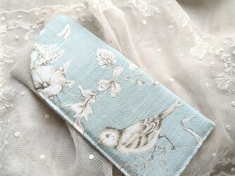 イギリス*インテリアファブリック*小鳥*メガネケースの画像