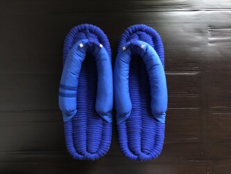 No.172【FLIP TEE FLOP】26cm上質なJonoJonoを使った布ぞうり ブルー ワントーンの画像