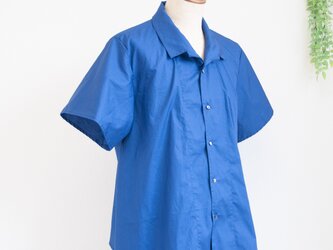 【完全一点物】イタリアンカラーシャツ（コバルトブルー）の画像