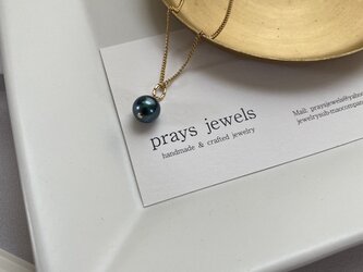 8ｍｍパール　ブラックパール一粒ネックレス Pearls Necklaces　39.5～44.5ｃｍの画像