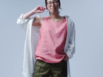【soco】夏の目玉作品! 数量限定　速乾 リネン100% タンクトップ / ピンク p004z-pnk1の画像