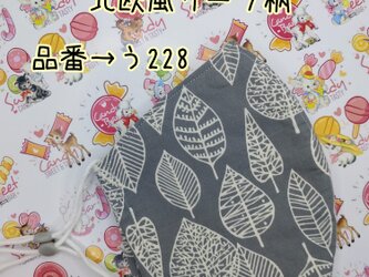 う228　北欧風リーフ柄☆立体マスクの画像