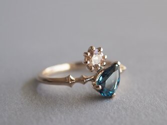 Natural stone K10リング（London Blue Topaz＆Champagne Garnet）