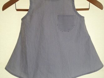コットンストライプ ノースリーブブラウスの画像