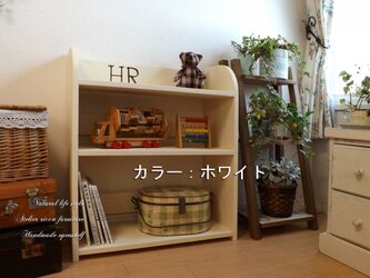無垢材のオープンシェルフwh/br選べる2color＊wide60の画像