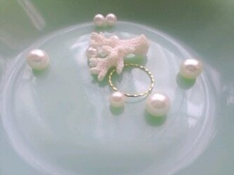 K18華奢リング　アコヤ真珠5mmの画像