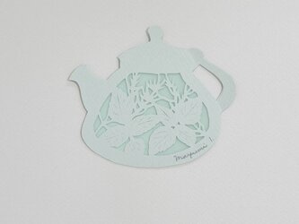 ハンドカットのメッセージカード Tea pot (Herb)の画像