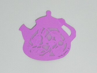 ハンドカットのメッセージカード Tea Pot (Flower)の画像
