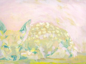 ウトウト小鹿（アクリル画）の画像
