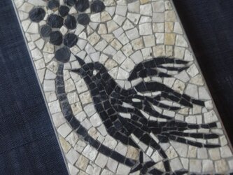 （受注制作）古代ローマモザイクプレート「葡萄をついばむ鳥」の画像