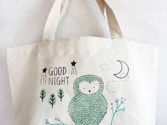 手刺繍 コットンバッグ（ふくろう）の画像