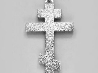 ロシア正教のクロス（八端十字架）　梨地光沢仕上げの大きなロシア十字架　rc63　好評ですの画像