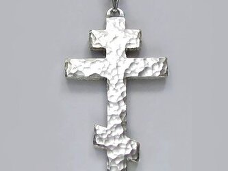 ロシア正教のクロス（八端十字架）　槌目光沢仕上げの大きなロシア十字架　rc65　好評ですの画像