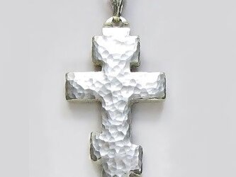 ロシア正教のクロス（八端十字架）　槌目光沢仕上げの幅広のロシア十字架　rc05c　好評ですの画像