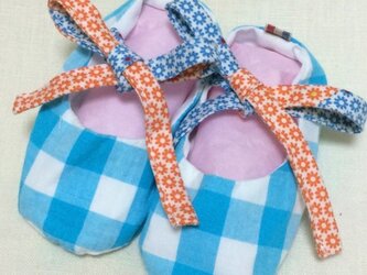 ベビー　ファーストシューズ　ブルー×ブルーオレンジの画像