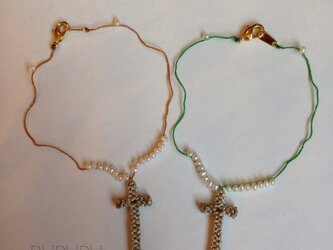 ▶︎21色◀︎メキシカンクロスと淡水パールのブレスレットの画像