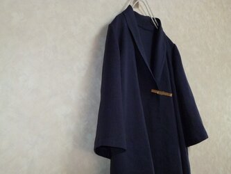 【ご注文受付】リネン 紺 ゆったりロングカーディガンの画像