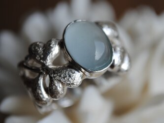 《受注制作》アクアマリンのしろつめ草リング