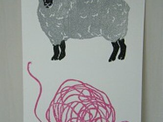 葉書〈羊　毛糸－3〉の画像