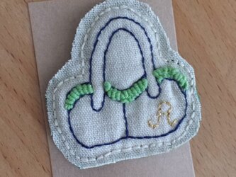 かばんバッチ2（イニシャル入り　黄緑　A　）の画像