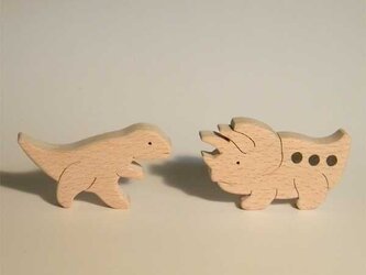 木のパズル　チビ恐竜のたたかいの画像