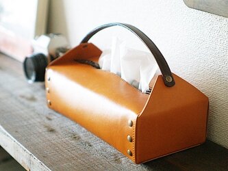 持ち手つきティッシュBOXケース <キャメル> 【受注製作】の画像