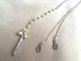 スティックパールのYネックレス(シルバー925)の画像
