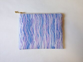 ろうけつ染絹ポーチ（12.5cm×15cm 淡色表裏）の画像