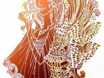 世界に一つだけのアゲ嬢の切り絵アートです。の画像