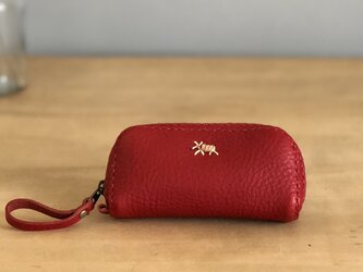 栃木レザー 手縫いのキーケース　(赤）　　　の画像