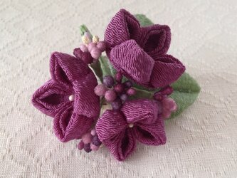 〈つまみ細工〉紫陽花の髪飾り(小・若紫)の画像