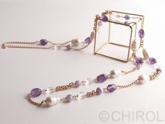 アメジスト ランダム ロング ネックレス/ 14kgf【送料無料】の画像