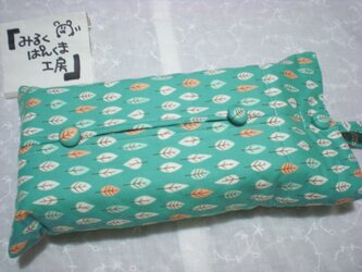 ティッシュカバー　木の葉　緑　紐付き２WAYの画像