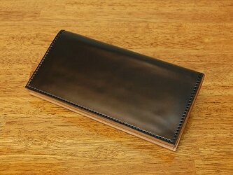 コードバン長財布<BASIC>　ブラック×ベージュの画像