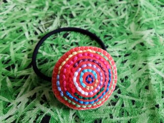 チクチク刺繍のへあごむ（オレンジ）の画像