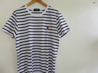 a look on books ボーダー ワンポイント Teeの画像