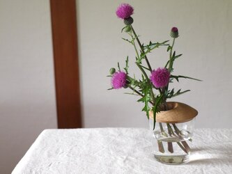 木とガラスの花入れ　楢材11　一輪挿し　（1点での販売です）の画像