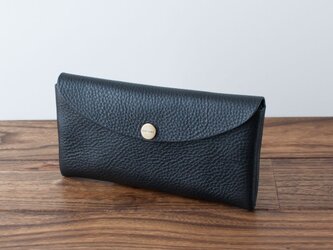 イタリア製牛革のコンパクトな長財布 ／ ブラック※受注製作の画像