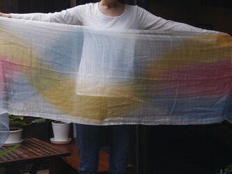 国産シルク100％手描き染めストール -rainbow2-の画像