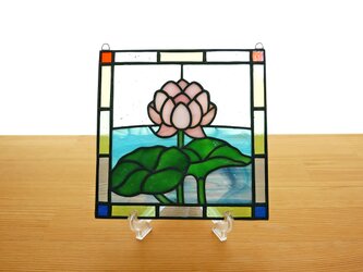 ステンドグラス ミニパネル 蓮 15cmの画像