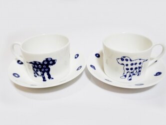 Pair Dog Coffee Cups 犬のペアコーヒーカップの画像